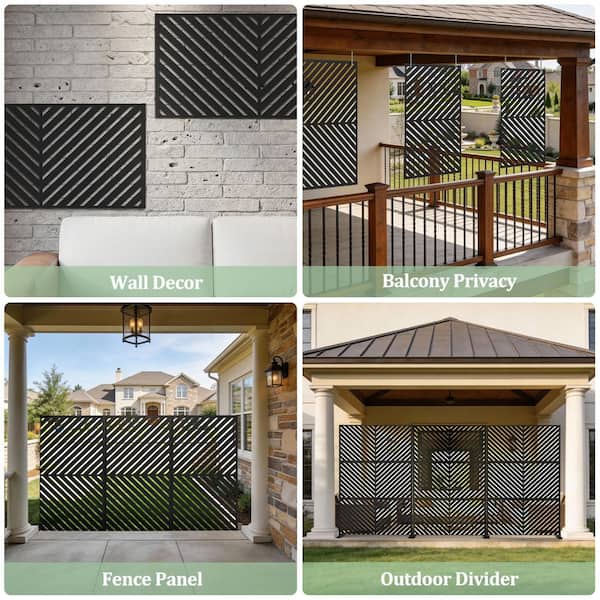 TUYOHW 72 in. H x 47 in. W Metal Privacy Screen Deck Patio Balcony