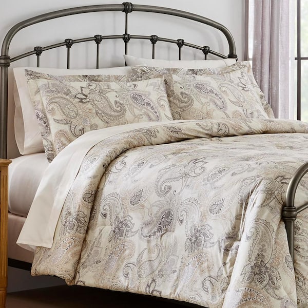 Home Decorators Collection Lora 3 Piece Oatmeal Paisley Full Queen Comforter Set Yybtc0706 F Q - Home Decorators Collection Comforters
