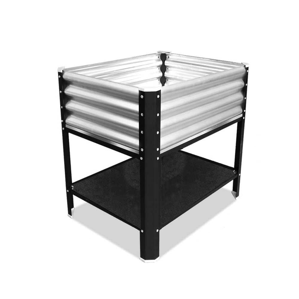 32 in. L x 24 in. W x 32 in. H Outdoor Metal Raised Garden Bed-Silver