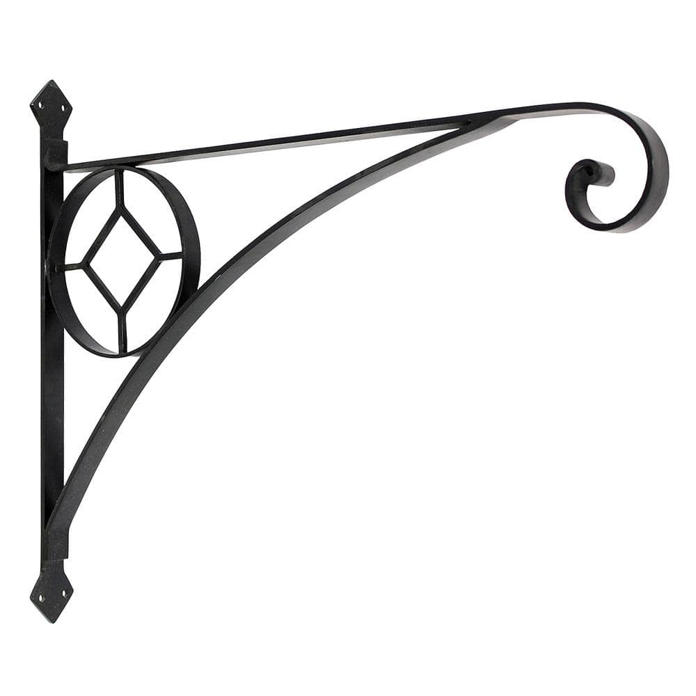 23.5" Black Wrought Iron Geometric Corona Shelf Bracket
