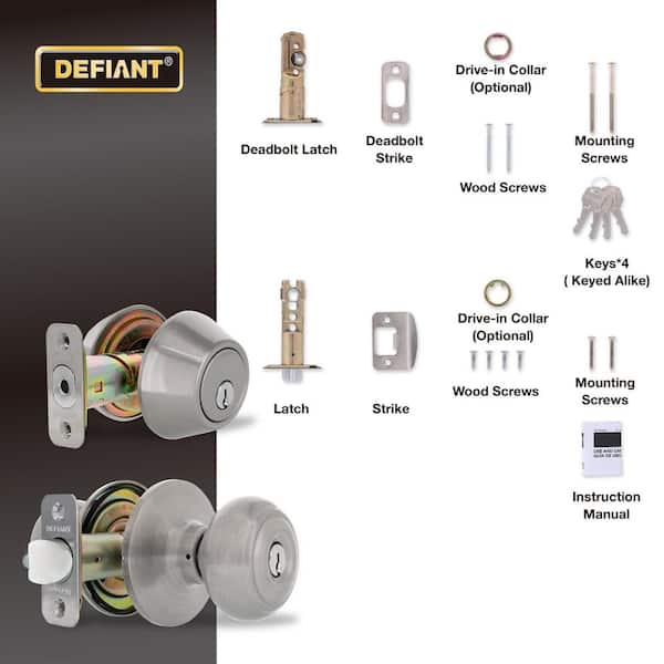 Defiant Hartford Satin Nickel Combo Pack with Double Cylinder