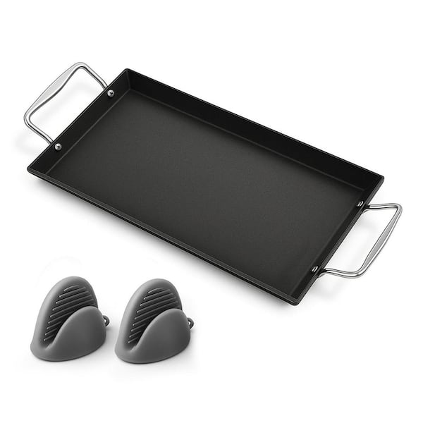 Upgraded Nonstick Cast Iron Griddle 26.7 in. x 8.6 in. Black Flat Top for Gas Electric Charcoal Induction Stovetop