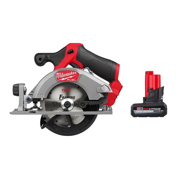 Milwaukee M12 FUEL 12V Lithium-Ion Brushless 5-3/8 in. Cordless Circular Saw w/ M12 12V XC High Output 5.0 Ah Battery Pack