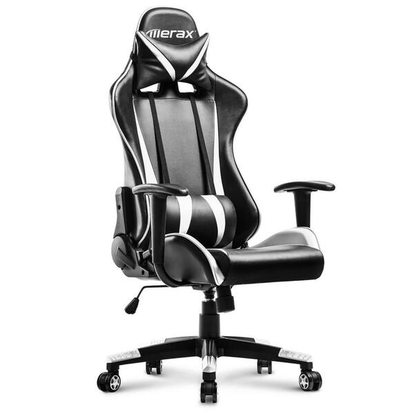 null White High Back Gaming Chair with Lumbar Support and Headrest