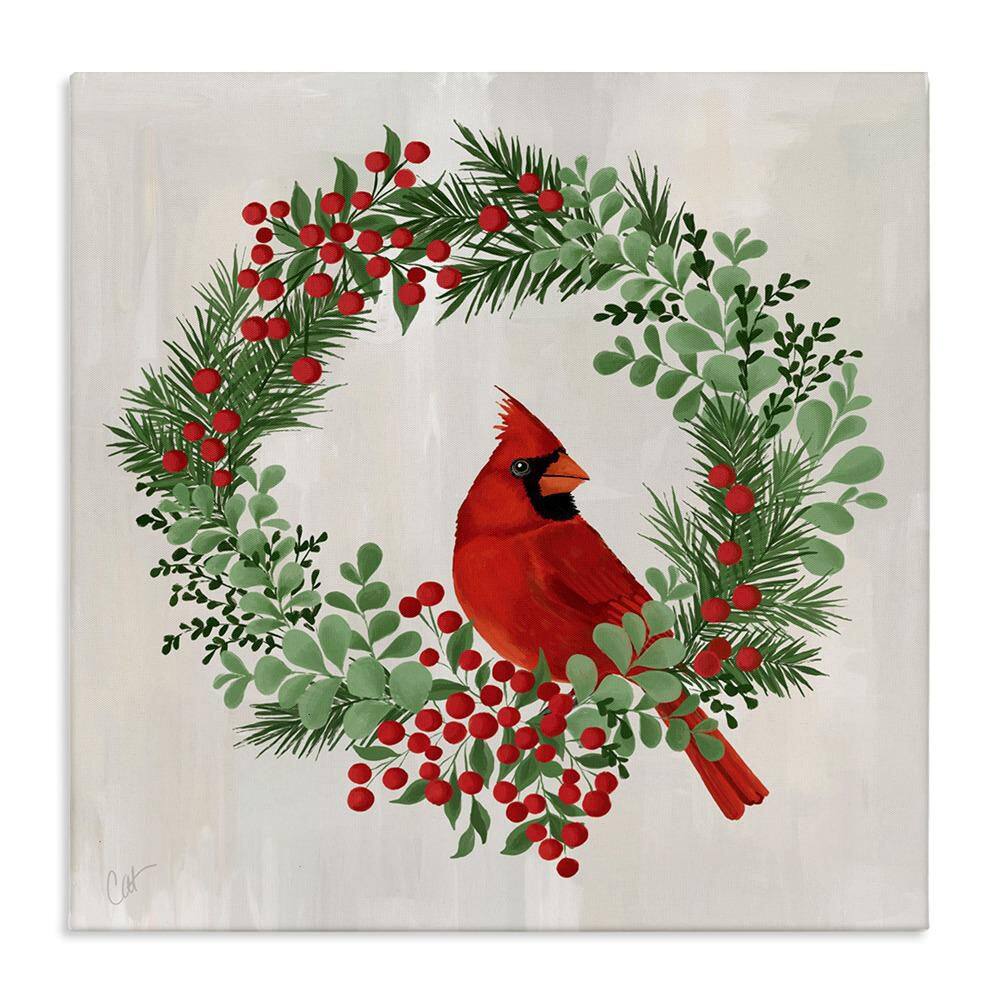 Perched Cardinal Festive Wreath by Cat Thurman Designs 1-Piece Unframed Graphic Animal Art Print 17 in. x 17 in. price history on PriceWatchPro