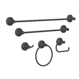 5-Piece Bath Hardware Set with 24 in. Towel Bar, 18 in. Towel Bar, Toilet Paper Holder, Towel Ring and Towel Hook in ORB