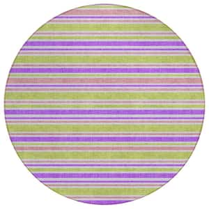 Chantille ACN531 Purple 8 ft. x 8 ft. Round Machine Washable Indoor/Outdoor Geometric Area Rug