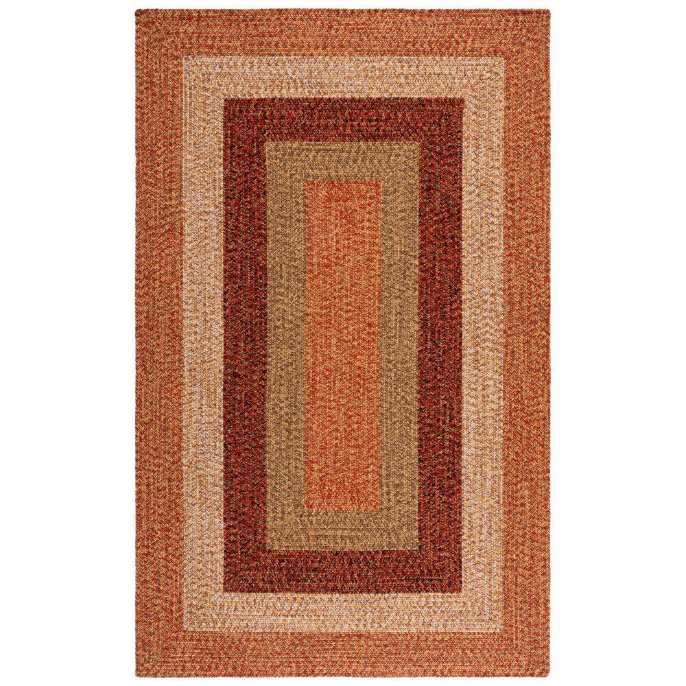 SAFAVIEH Braided Rust/Red 6 ft. x 9 ft. Machine Washable Solid Striped ...