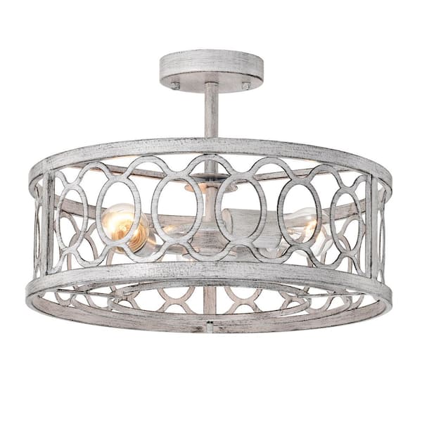 bessten Hera 18 in. 3 Light Matte White Flush Mount Ceiling Light with No Bulbs Included