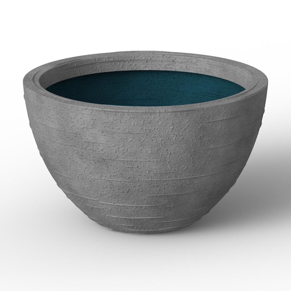 Vigoro 14 in. Stonington Medium Gray Stone Finish Clay Pot