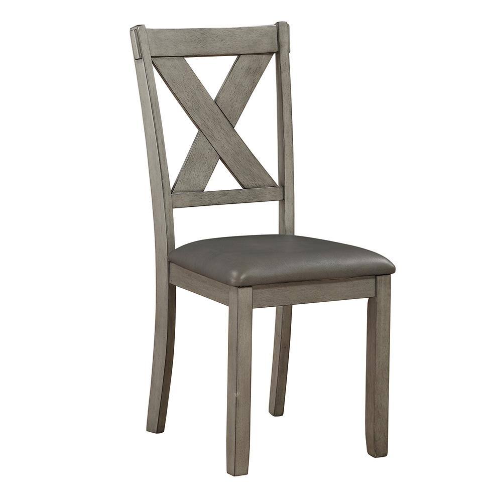 Transitional Gray 6-Piece Dining Set with Upholstered Chairs and Bench