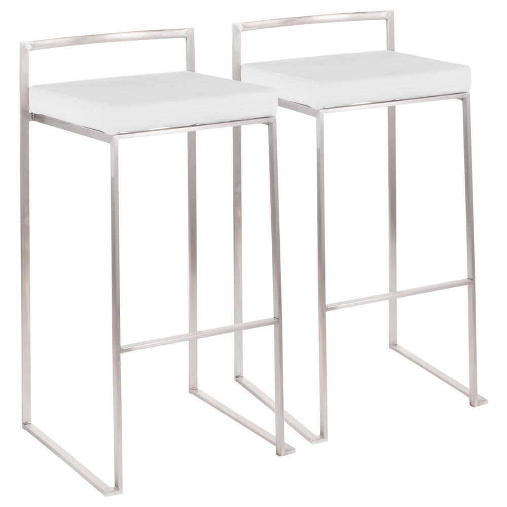 Fuji Contemporary Gold & White Leather Bar Stool