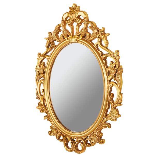 StyleWell Kids Medium Vintage Oval Framed Gold Mirror (23 in. W x 31 in. H)