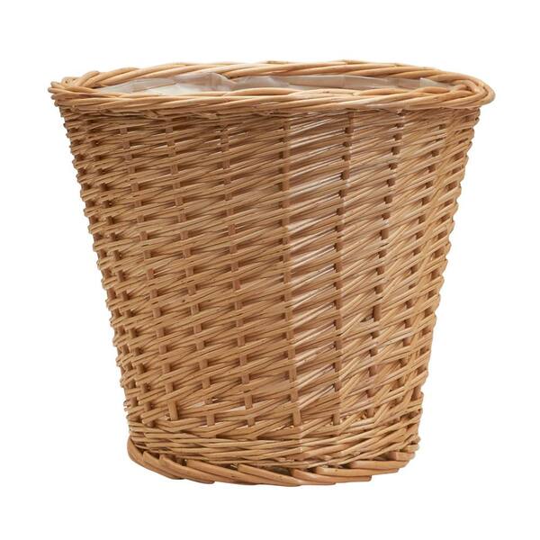 HOUSEHOLD ESSENTIALS Medium Willow Waste Basket with Liner/Natural