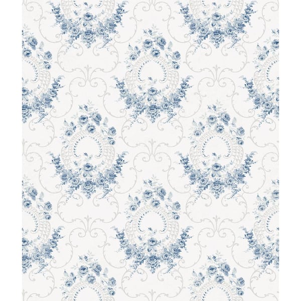 Chesapeake Georgiana Navy Tearose Wallpaper Sample
