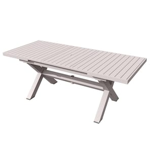 Tan Colour Rectangular Aluminium Outdoor Dining Table