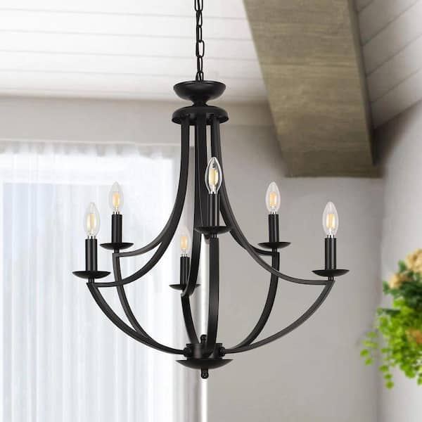 PAKOKULA Mid-Century 6-light Black Branch Retro Candlestick
