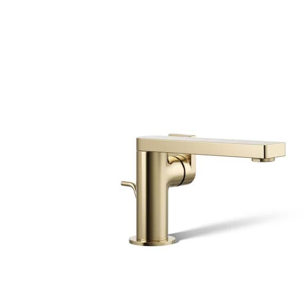Composed Single Handle Single Hole Bathroom Faucet in Vibrant French Gold