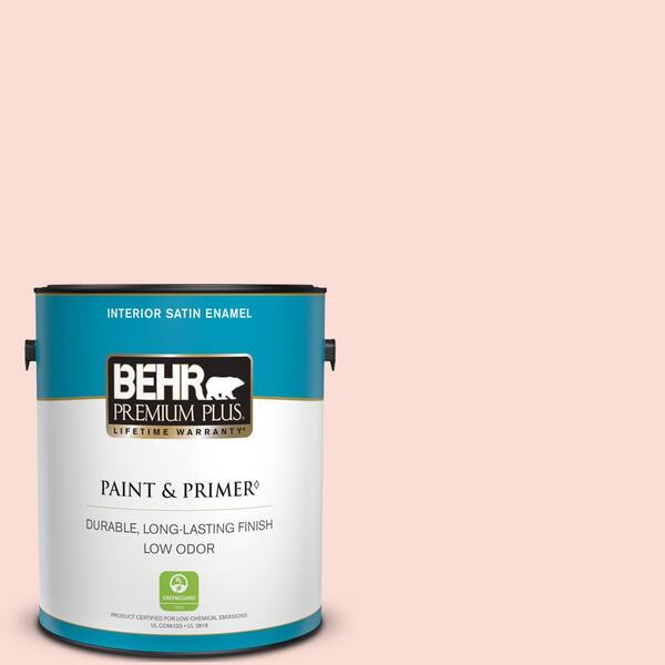 BEHR PREMIUM PLUS 1 gal. #170A-1 Pink Parfait Satin Enamel Low Odor Interior Paint & Primer