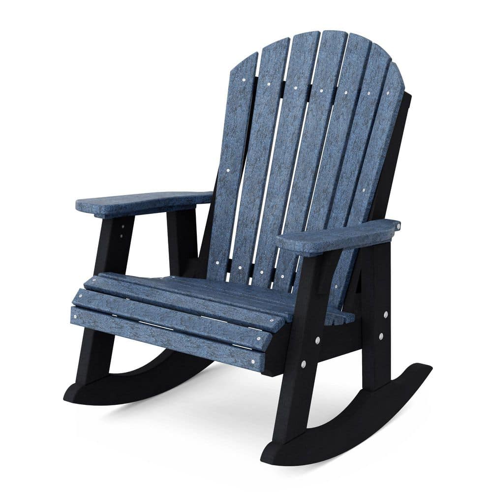 Wildridge Heritage Patriot Blue and Black Plastic Adirondack Outdoor ...