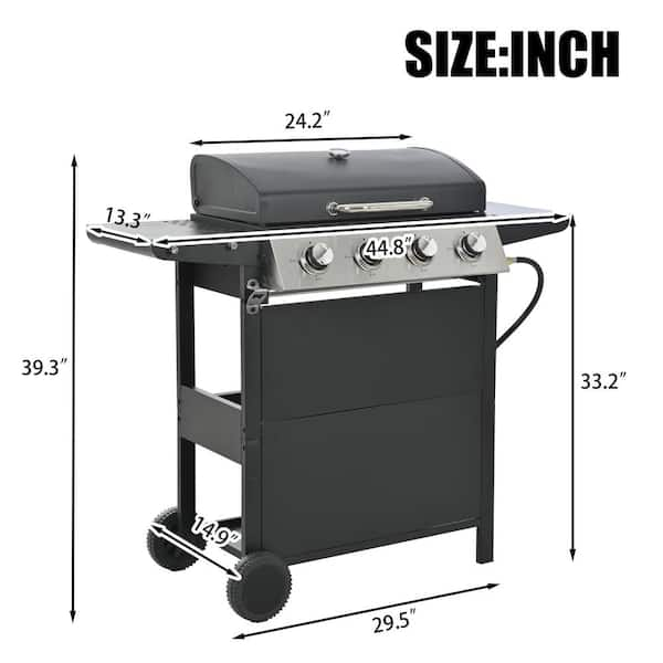 Propane Grill 4 Burner Barbecue Grill Stainless Steel Gas Grill Black