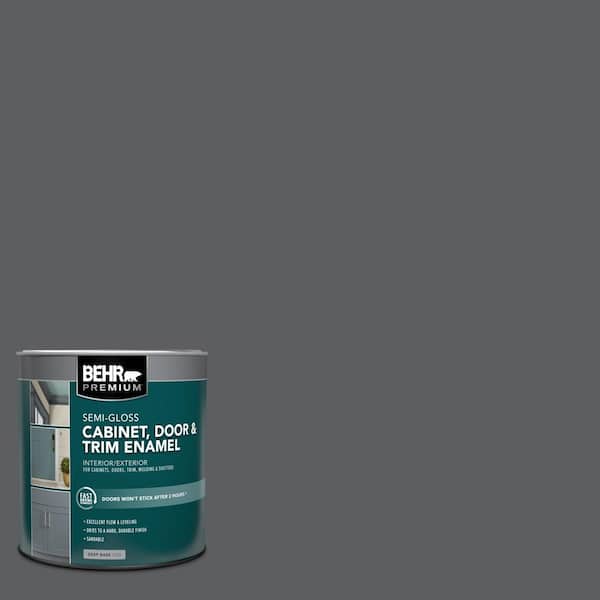 BEHR PREMIUM 1 qt. #N500-6 Graphic Charcoal Semi-Gloss Enamel Interior/Exterior Cabinet, Door & Trim Paint