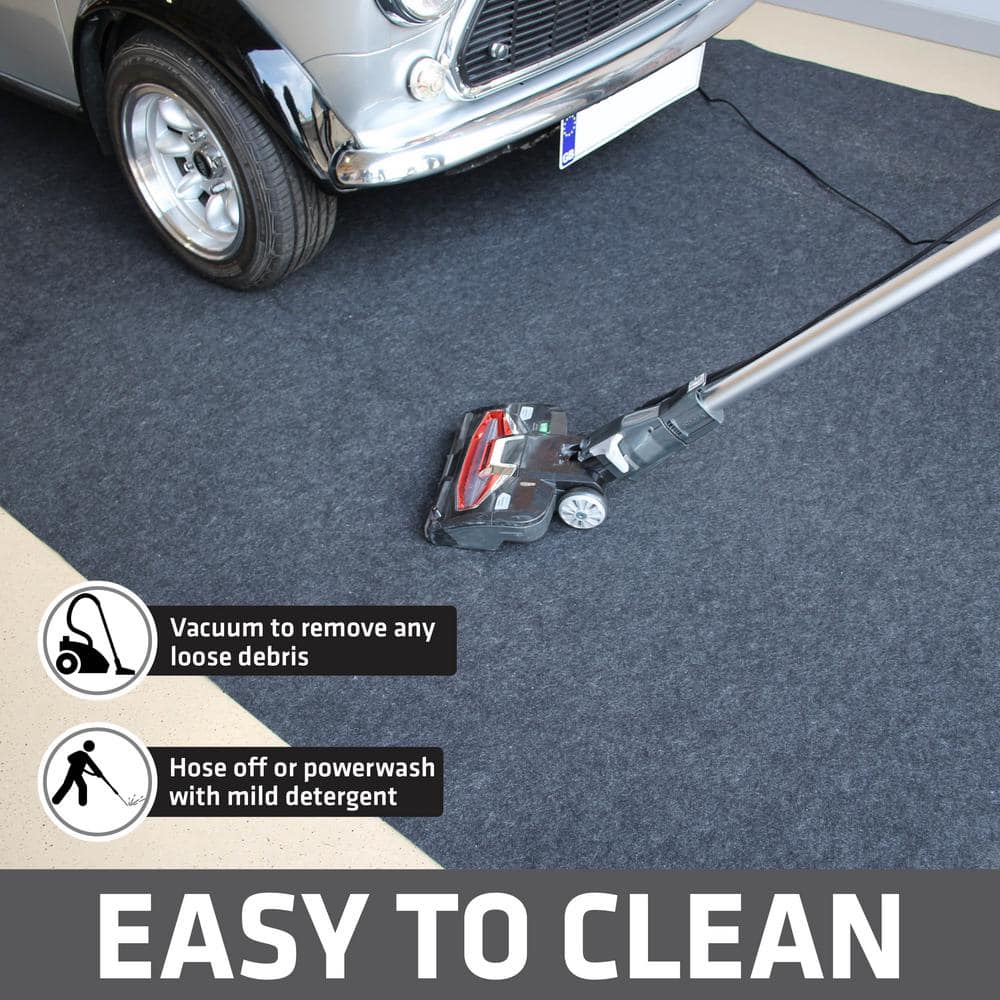 Charcoal 20' x 7'4" Waterproof Garage Floor Mat with Double Sided Tape