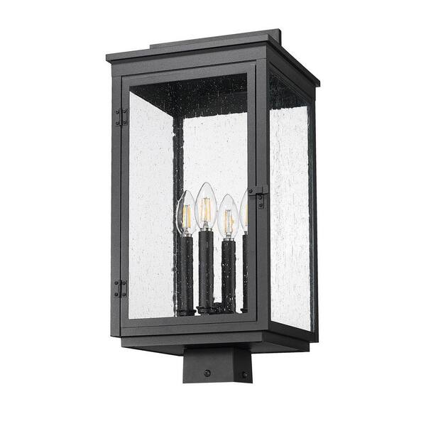 Unbranded - Hartwell 21.25 in. 4 light Sand Black Aluminum Hardwired Outdoor Marine Grade Post Light with No Bulb Included