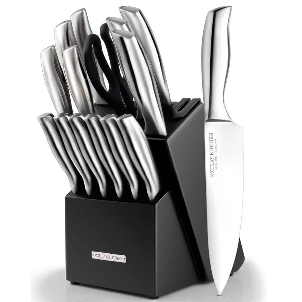 Zulay Kitchen 15-Piece Stainless Steel Kitchen Knife Set with