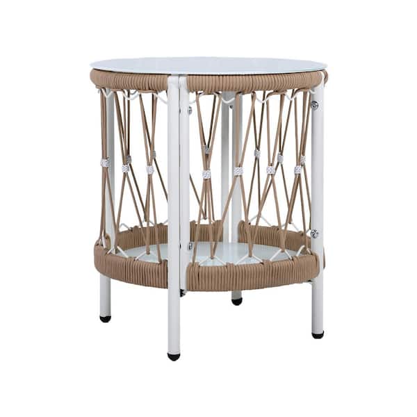 Natural Round Metal Outdoor Side Table