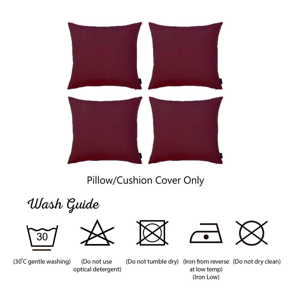 Claret Red Polyester Decorative Throw Pillow Covers Set of 4