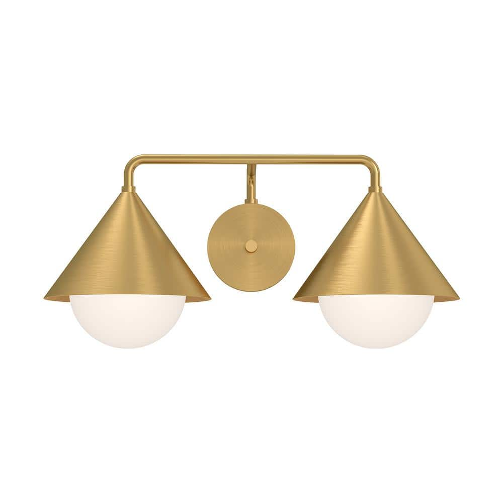 ALORA MOOD Remy 21-in 2 Light 60-Watt Brushed Gold/Opal Glass Vanity ...