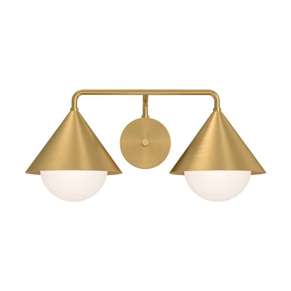 ALORA MOOD Remy 21-in 2 Light 60-Watt Brushed Gold/Opal Glass Vanity Light