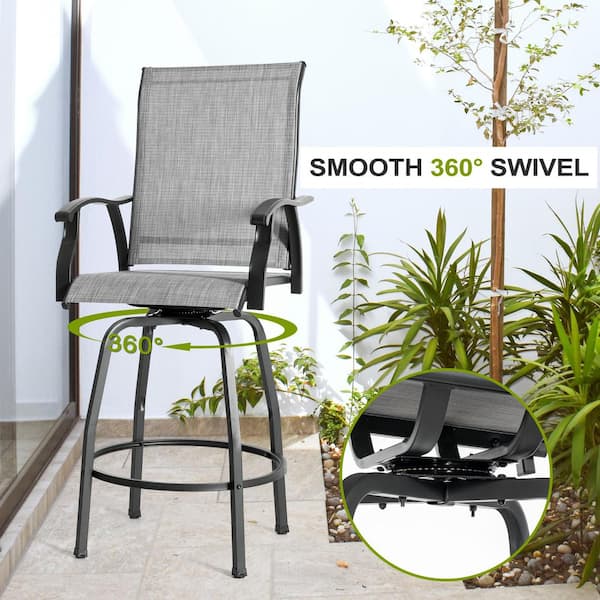 Nuu Garden Swivel Textilene and Iron Metal Outdoor Bar