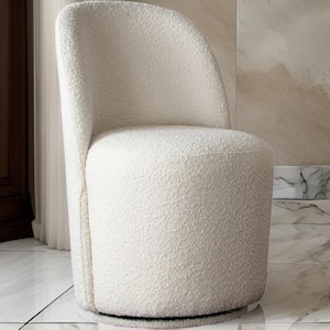 White Fabric Swivel Base Dining Chair (Set of 2)