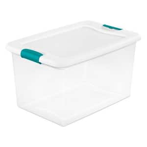 64 qt. Plastic Latching Storage Box Containers in Clear, 48 Pack