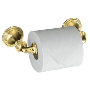 Devonshire Wall-Mount Double Post Toilet Paper Holder in Vibrant Polished Brass