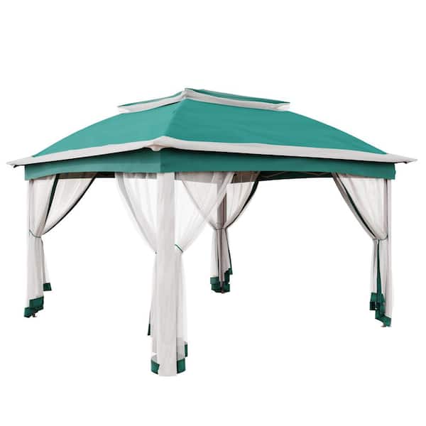 11 ft. x 11 ft. Green Steel Pop-Up Gazebo with Mosquito Netting