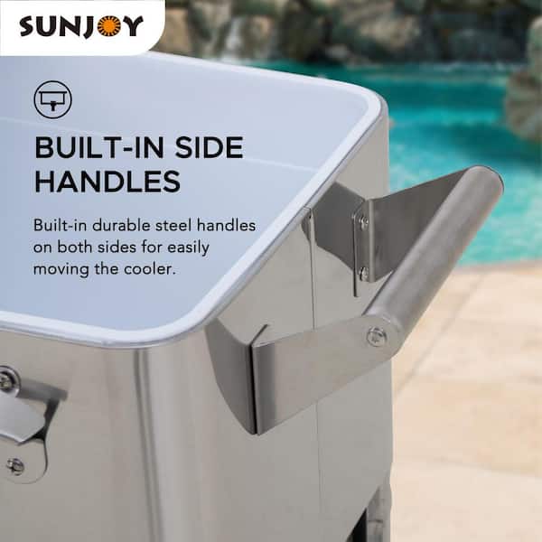 Sunjoy 80 QT. Outdoor Stainless Steel Cooler A601000330 - The Home