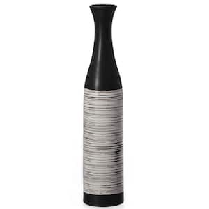 39 in. Handcrafted Black and White Waterproof Ceramic Floor Vase - Neat Classic Bottle Shape, Freestanding Design