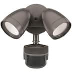 2-Head Bronze Motion Activated Outdoor Integrated LED Security Flood Light 1200 to 2400 Lumens Boost 3 CCT