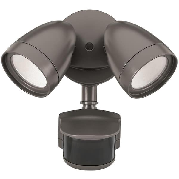 ETi 240 Degree LED Motion Sensor Light Outdoor Bronze Twin Head Flood Security Light 1200 to 2400 Lumens Driveway Walkway