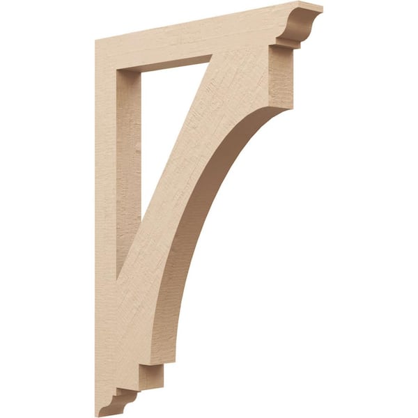 Ekena Millwork 3.5 in. x 40 in. x 28 in. Imperial Traditional Rough Cedar Woodgrain Timberthane Polyurethane Bracket, Primed Tan
