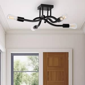 21.46 in.4-Light Black Flush Mount with No Bulb Included (1-Pack)