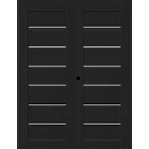 Alba 72 in. x 96 in. Right Active 7-Lite Frosted Glass Black Matte Composite Double Prehung Interior Door