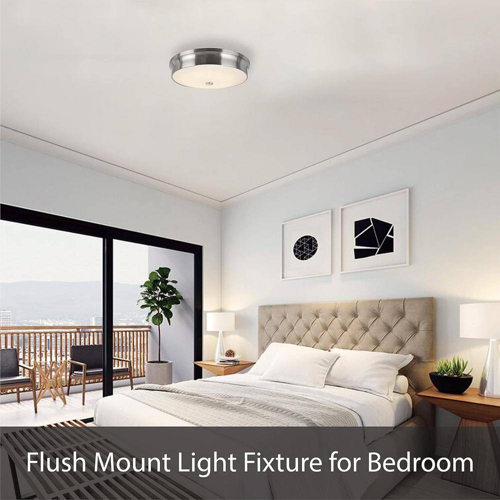 15" Black Flush Mount with Frosted Glass Shade