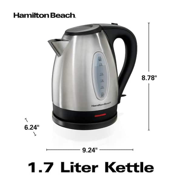 Hamilton Beach Electric Kettle Stainless Steel Cord Free Serving 7 cup 1.7  Liter
