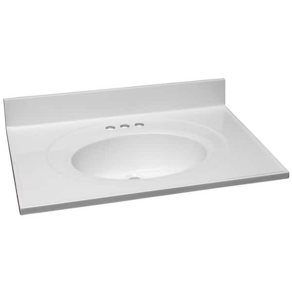 Design House 31 in. W x 22 in. D Cultured Marble Vanity Top in Solid White with Solid White Basin