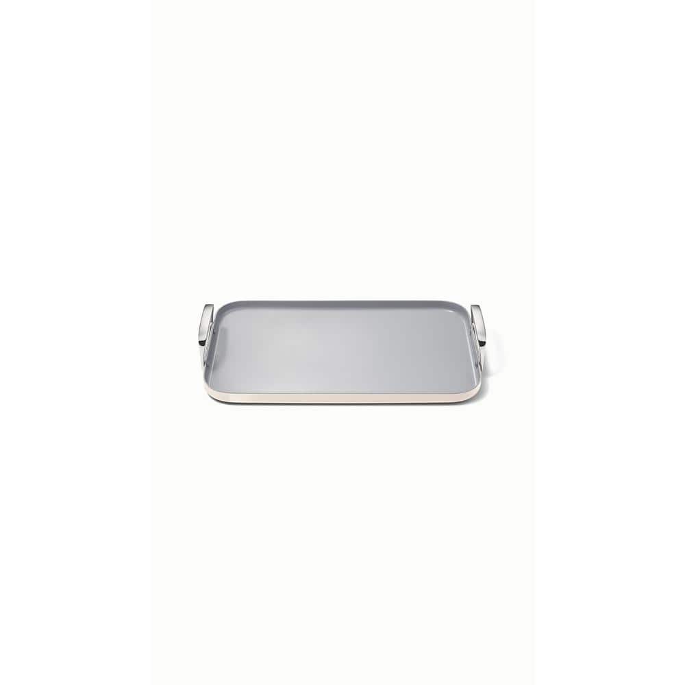Cream Ceramic Nonstick Double Burner Griddle with Stainless Steel Handles