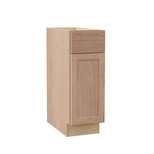 Hampton Bay Sinclair 12 in. W x 24 in. D x 34.5 in. H Assembled Base Cabinet in Shaker Light Oak